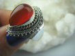 bpe5783 Biżuteria Orientalna - Delikatny OKAZ Pierścień Czerwony Onyks - regeneruje SERCE, EGZEMY, PAMIĘĆ r.12/ r.13 mały rozmiar Srebro 925 # - 8