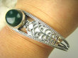 bb3076 Biżuteria Egzotyczna -  DUŻA 26g BRANSOLETA na szerszą dłoń MOCNA Ażurowa Otwarta  Bangla Zielony Onyks GRUBE Srebro 925 # - 6