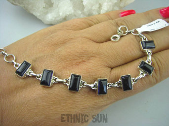 bb2714 Delikatna Klasyczna Bransoleta Fioletowy Ametyst szlifowany kaboszonowo lśniące Srebro 925 #