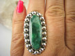bpee3784 Kunsztowny DUŻY Długi 3.9 cm Pierścień Zielony Szmaragd Indyjski - kamień Miłości Szmaragdy r.17 Srebro 925 # - 6