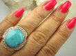 bpe7746 Śliczny OKAZ Pierścień naturalny intensywny niebieski TURKUS ARIZONA Turkusy r.19 Srebro 925 # - 3