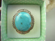 bpe7746 Śliczny OKAZ Pierścień naturalny intensywny niebieski TURKUS ARIZONA Turkusy r.19 Srebro 925 # - 2