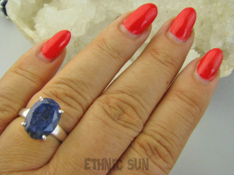 bpee4337 PIĘKNY LUX Pierścień Pierścionek OKAZ Szafir Indyjski WIERNOŚĆ związkach , Stres, choroby oczu ciśnienie Szafiry r.17 Srebro 925