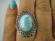 bpe6412 Egzotyczny Pierścień Rzadki Błękitny Larimar (kamień Anielski ) - stawy, serce lęki, otwiera czakrę gardła r.17 Srebro 925 # - 3