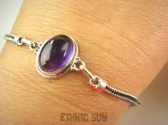bb3701 Prześliczna Delikatna Bransoleta Bransoletka Fioletowy Ametyst - kamień mądrości Srebro 925 #