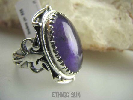 bpe4031 AŻUROWE PNĄCZA !!!! Egzotyczny Pierścień Ametyst - kamień mądrości r.16 Srebro 925 #