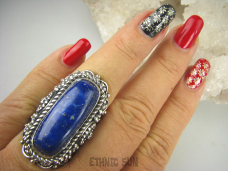 bpe6904 CUDO UNIKAT NASZ PROJEKT !!! Duży Masywny 29 G !!! PIERŚCIEŃ KRÓLEWSKI LAPIS LAZULI r.18 Srebro 925 #