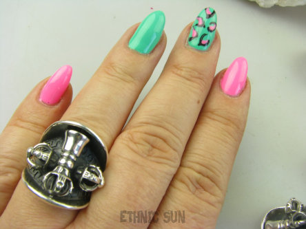 bpe8865 MASYWNY 18 G ! Pierścień do OCHRONY modlitwy oraz zdobienia Obracający się Młynek Modlitewny Pierścień Pierścionek ze srebra Amulet DORJE MODLITEWNIK r.14 Srebro 925 #