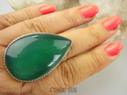 bpe9155 EGZOTYCZNY DUŻY OKAZ front 4.6cm/2.9cm, 28g !!! Regulowany Pierścień zielony ONYKS - regeneruje SERCE, EGZEMY,PAMIĘĆ r.18, r.19, r.20, r.21, r.22 Srebro 925 #