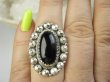 bpe9590 PIĘKNY OKAZ !!! Wyjatkowy Pierścień Pierścionek Czarny ONYKS regeneruje SERCE, EGZEMY, PAMIĘĆ r.16 Srebro 925 # - 2