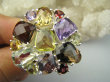 bpee4571 Królewski Klejnot ! WIELOBARWNY DUŻY 19g OKAZ ! Pierścień Pierścionek naturalny Cytryn, Ametyst, Kwarc Dymny, Granaty r.16 SREBRO 925 # - 9