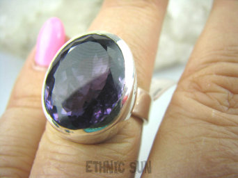 bpee2904 PRZEPIĘKNY OKAZ !!! LUX Pierścień szlif fioletowy AMETYST (ochrona, spokój umysłu, rozwój duchowy) r.13/ r.14 Srebro 925 #