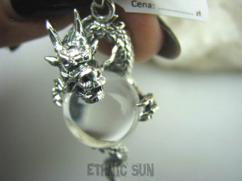 bwe3819 Ale CZAD 14g !! Podwójna ochrona SMOK = strażnik pilnujący KRYSZTAŁU (odpromiennika) Mocny AMULET na POMYŚLNOŚĆ I SIŁĘ  dla Mężczyzn i kobiet ! SMOCZYSKO Przepiękny Wisior Kryształ Górski SREBRO 925 #