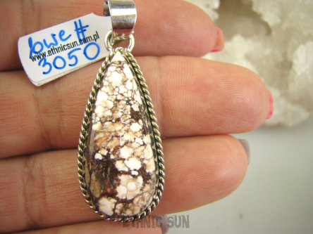 bwe3050 PIĘKNA KOMPOZYCJA BRĄZU I BIELI !!! RZADKOŚĆ Wisior z Jaspisem JASPIS BREKCJA Srebro 925 #