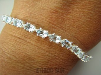 bb3365 Bransoletka "tenisówka" LUX Klejnot długość 20.5 cm (19,9 cm) naturalny rzadki DROGI AKWAMARYN 20 g BOSKO PIĘKNA Delikatna Bransoleta ZAPIĘCIE KASETOWE Akwamaryn - symbol miłości 25 sztuk kasetowe zapięcie SREBRO 925 #