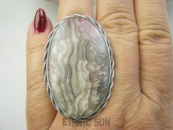 bpe9613 Pocałunek  Natury Duży 4.8 cm! 24gramy ! ARCYDZIEŁO Regulowany Pierścień Pierścionek kojący JASPIS KRAJOBRAZOWY r.16, r.17, r.18, r.19  Srebro 925 #