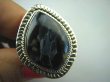 bpe6212 CUDNY mieniący się Długi 3,7 cm Pierścień Iskrzący KAMIEŃ BURZY Czarny Niebieski Pietersyt z Namibii - RZADKOŚĆ r.17 Srebro 925 # - 6