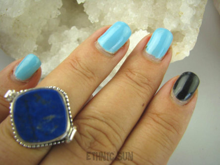 bpe6318 Biżuteria Orientalna !!! Sekretnik Otwierany Pierścień zdjęcia lub marzenia Niebieski LAPIS LAZULI r.13 Srebro 925 #