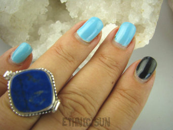 bpe6318 Biżuteria Orientalna !!! Sekretnik Otwierany Pierścień zdjęcia lub marzenia Niebieski LAPIS LAZULI r.13 Srebro 925 #