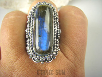 bpe6878 Duży rozmiar 25 na szerszy palec CUDO UNIKAT NASZ PROJEKT  !!! Duży Masywny 29 G !!! PIERŚCIEŃ Labradoryt Spektrolit r.25 Srebro 925 #