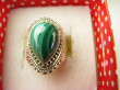 bpe8998 Delikatny Pierścionek PIERŚCIEŃ z zielonym Malachitem Malachit - pobudza kreatywność r.14/ r.15 Srebro 925 - 6