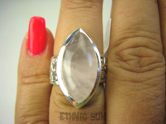 bpe8195 CUDOWNA MARKIZA Pierścień Kwarc Różowy - kamień mocnego serca r.13 pięknie zdobiona obrączka Srebro 925 #