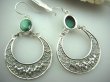 bke778 Duże długie 5.7 cm  szerokie Ażurowe Przepiękne orientalne Kolczyki Malachit - pobudza kreatywność Srebro 925  - 6