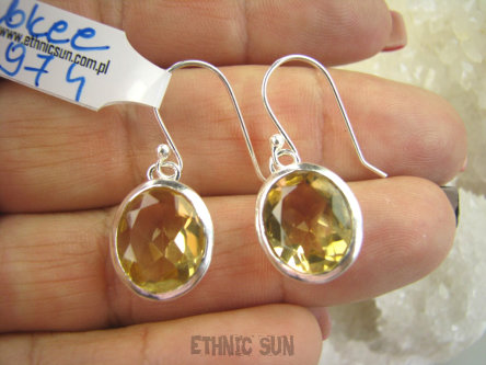 bkee974 LŚNIĄCE CUDOWNE Piękne Kolczyki 8 G !!! ZŁOTO-ZÓŁTY CYTRYN - kamień antycukrzycowy Srebro 925