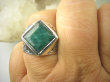 bpee4096 UNISEX DUŻY MĘSKI lub damski SYGNET Pierścień Pierścionek Szmaragd Indyjski Szmaragdy r.19 Srebro 925 # - 5