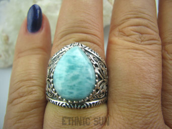 bpe5100 Motyl - symbol siły i niezależności Wygodny pierścień  MIĘTOWY AMAZONIT - Kamień Marzeń i realizacji r.17 zdobiona obrączka Srebro 925 #