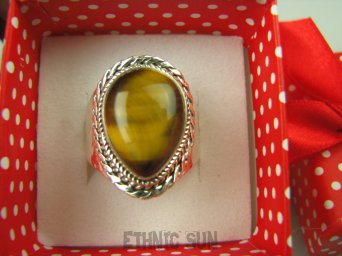 bpe6571 Śliczniutki Pierścień Tygrysie Oko - Wspomaga leczenie Oczy Astma Krążenie i TRAWIENIE r.20 Srebro 925 #