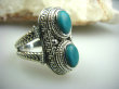 bpe2183 Cudny PIERŚCIEŃ Greckie wzory naturalny TURKUS - turkusy  r.21 Srebro 925 # - 3