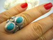 bpe2183 Cudny PIERŚCIEŃ Greckie wzory naturalny TURKUS - turkusy  r.21 Srebro 925 # - 5