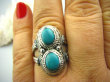 bpe2183 Cudny PIERŚCIEŃ Greckie wzory naturalny TURKUS - turkusy  r.21 Srebro 925 # - 7