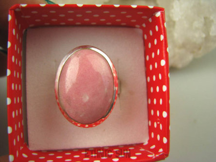 bpe6664 Pastelowo Różowy Skarb THULIT Klasyczny Pierścień RÓŻOWY THULIT (Rosaline) r.17 lśniące Srebro 925 #