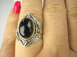 bpe6859 Śliczny Orientalny Delikatny Pierścień czarny ONYKS regeneruje SERCE, EGZEMY, PAMIĘĆ r.14 Srebro 925 - 2