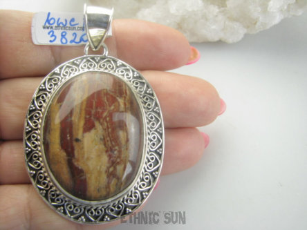 bwe3820 CZEKOLADOWY DUŻY 25g!!! Wisior Zawieszka KOJĄCA moc natury JASPIS KRAJOBRAZOWY prawdziwy okaz kamienia pięknie zdobione Srebro 925 #