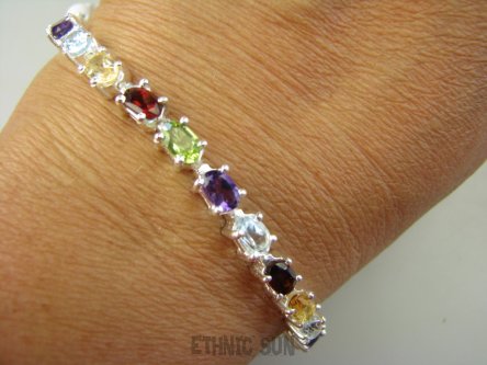 bb3358 Bransoletka Tenisówka Klejnot BOSKO SKARB dł 20,3cm(19,6cm )Wielobarwne szlachetne kamienie  Bransoleta  rodzaj 