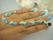 bb2770 Klasyczna Bransoleta Naturalne TURKUSY Matrycowe 7 SZTUK Turkus lśniące Srebro 925 # - 2