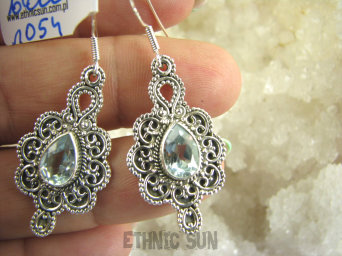 bkee1054 Egzotyczne Uwodzicielki Długie LEKKIE Kolczyki Błękitny Blue Topaz - kamień młodości Srebro 925