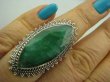 bpee2576 Szmaragdowy CUDNY Długi Pierścień zielony Szmaragd Indyjski Szmaragdy r.15 Srebro 925 # - 7