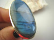 bpe4434 AKSAMITNY błękitny KSIĄŻĘ !!! Kolekcjonerski Duży 23 gramy ! Klasyczny Pierścień Labradoryt Spektrolit - kamień zorzy polarnej r.21/ r.22 Srebro 925 # - 7
