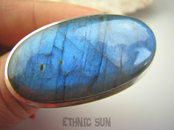 bpe4434 AKSAMITNY błękitny KSIĄŻĘ !!! Kolekcjonerski Duży 23 gramy ! Klasyczny Pierścień Labradoryt Spektrolit - kamień zorzy polarnej r.21/ r.22 Srebro 925 #