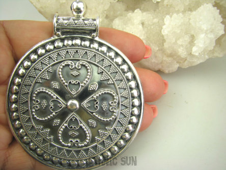 bwe3276 Marokański Gigant waży aż 43 gramy! Orientalny UNIKAT Duży 8.2 cm na 6.3 cm  !!!! Duży Długi Wisior Cały ze Srebra marokańskie wzornictwo Maroko SREBRO 925 #