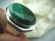bpe6002 Duży Pierścień Sygnet Zielony Malachit - pobudza kreatywność r.20/ r.21 UNISEX Srebro 925 # - 2
