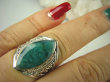 bpee3533 Ażurowy delikatny Pierścień Zielony Szmaragd Indyjski Szmaragdy r.16/ r.17 ażurowa obrączka Srebro 925 # - 5