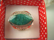 bpee3533 Ażurowy delikatny Pierścień Zielony Szmaragd Indyjski Szmaragdy r.16/ r.17 ażurowa obrączka Srebro 925 # - 9
