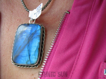 bwe2681 MAX BLASK Magiczny Duży 19 g  5,5cm/3cm  wielobarwny LABRADORYT wisior  Spektrolit - kamień Zorzy Polarnej  SREBRO 925 #