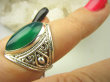 bpe8805 Ażurowy Delikatny Pierścień Zielony ONYKS - regeneruje SERCE, EGZEMY, PAMIĘĆ r.13 Srebro 925 - 4
