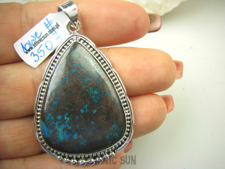 bwe3507 Piękna Duża Egzotyczna Kropla !!!  Wisior naturalny Brązowo Turkusowy AZURYT zdobione Srebro 925 #